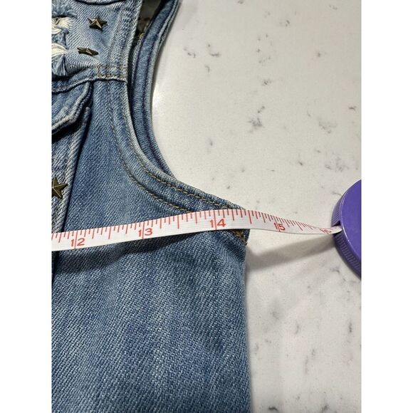 Upper Feet Denim Vest Bronze Star Embellishment Distressed USA Women's Size M - Picture 5 of 5